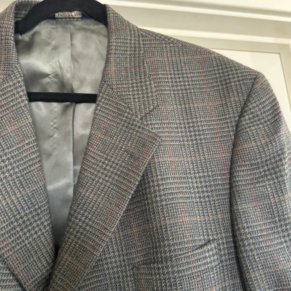 Brooks Brothers 346 Cashmere Wool Blend plaid blazer sz 46 Regular